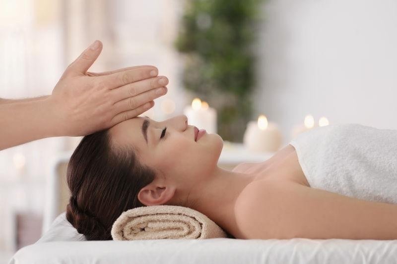 A close-up of a calming massage